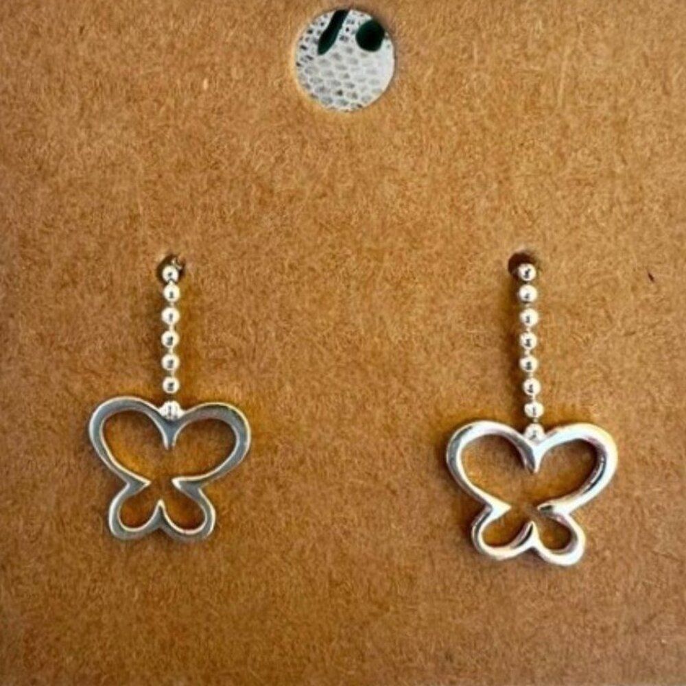 Vintage Sterling Butterfly Drop Earrings - Picture 3 of 10